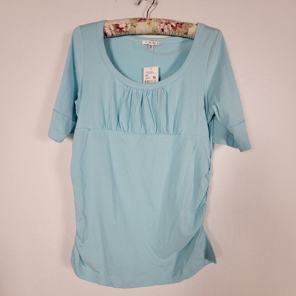 Cabi Womens 3/4 Sleeve Tee Shirt XL Clearwater Light Blue Stretch Style 849 New